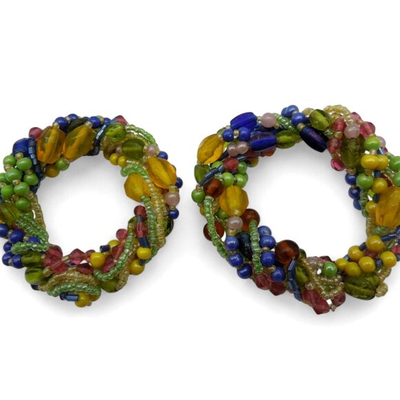 XOCHI Beaded Napkin Ring Set 8-Piece Multicolored Table Decor - Picture 7 of 7